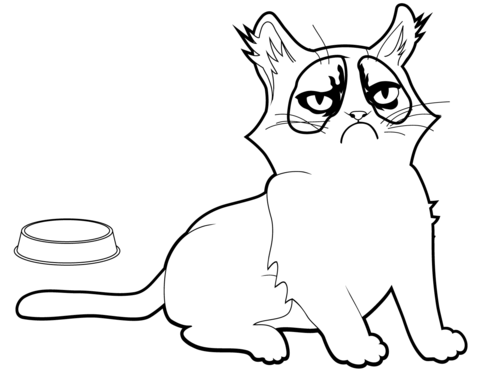 Grumpy Kitty Coloring Page